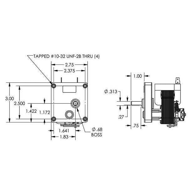 AC Gearmotor, 30.0 in-lb Max. Torque, 7.0 RPM Nameplate RPM, 115V AC Voltage, 1 Phase