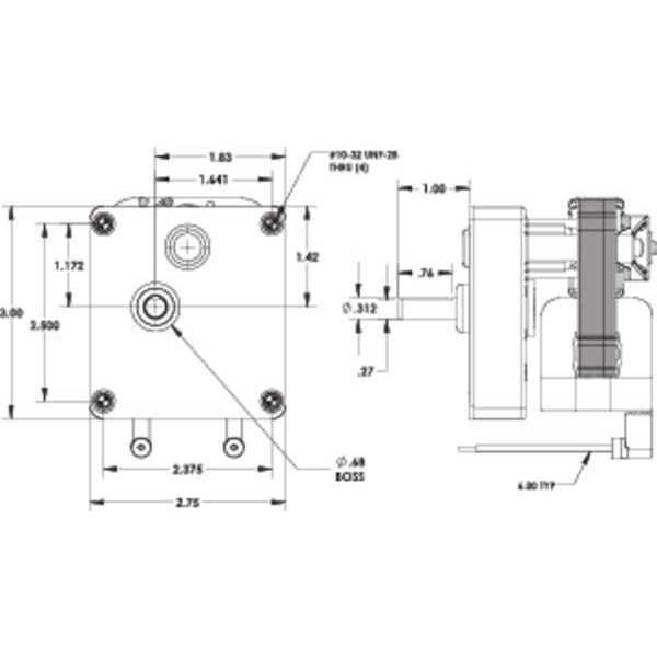 AC Gearmotor, 50.0 in-lb Max. Torque, 0.9 RPM Nameplate RPM, 230V AC Voltage, 1 Phase