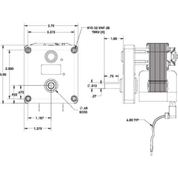 AC Gearmotor, 4.2 in-lb Max. Torque, 50 RPM Nameplate RPM, 115V AC Voltage, 1 Phase