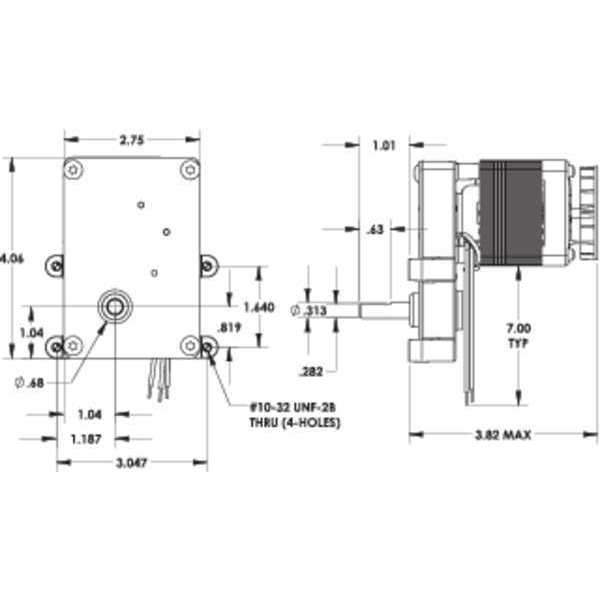 AC Gearmotor, 30.0 in-lb Max. Torque, 10 RPM Nameplate RPM, 115V AC Voltage, 1 Phase