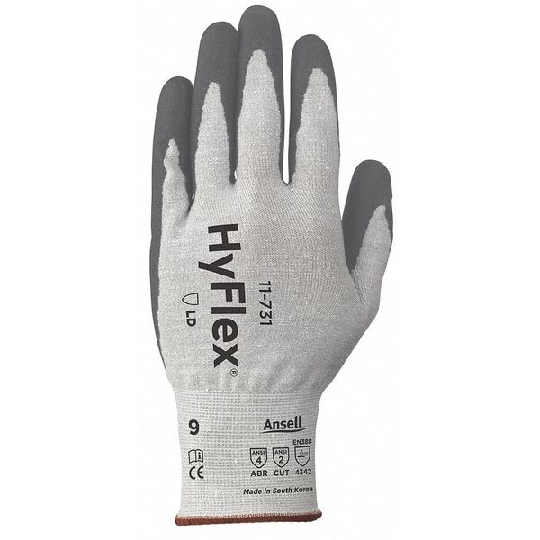 Cut Resistant Coated Gloves, 2 Cut Level, Polyurethane, 10, 1 PR