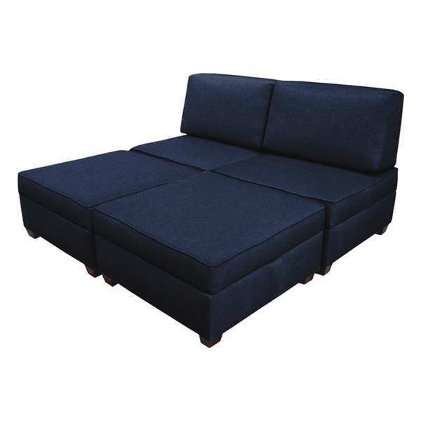 King Sleeper Sofa with Storage, Ocean Blue