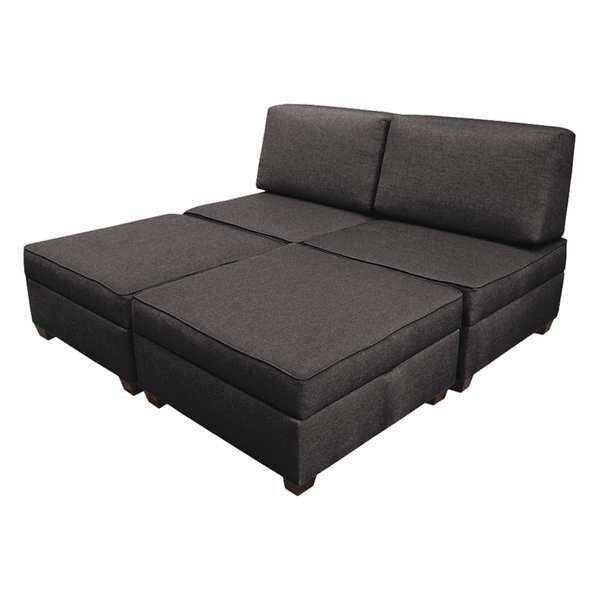 King Sleeper Sofa with Storage, Flint Grey