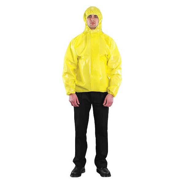 Disposable Hooded Jacket , L , Yellow , Chemical Laminated M3000 ,