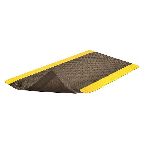 Antifatigue Mat, Black/Yellow, 6 ft. L x 3 ft. W, Vinyl Surface With Dense Closed PVC Foam Base