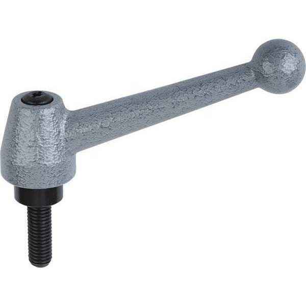 Adjustable Handle, Ball Style, All Steel, Size: 1 M12X90 Steel, Painted Finish Gray Hammertone