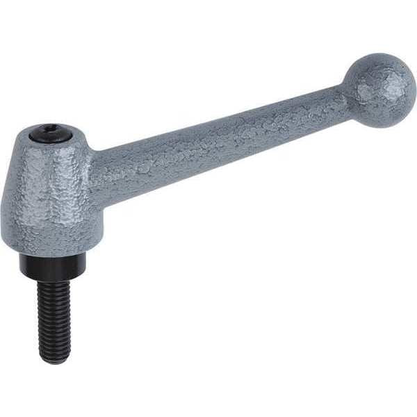 Adjustable Handle, Ball Style, All Steel, Size: 2 M16X55 Steel, Painted Finish Gray Hammertone
