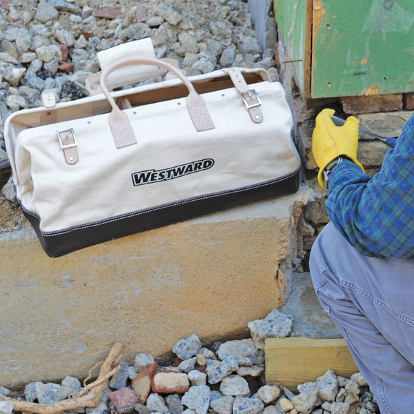 Tool Bag, Canvas with Leather, 0 Pockets, Tan, 11