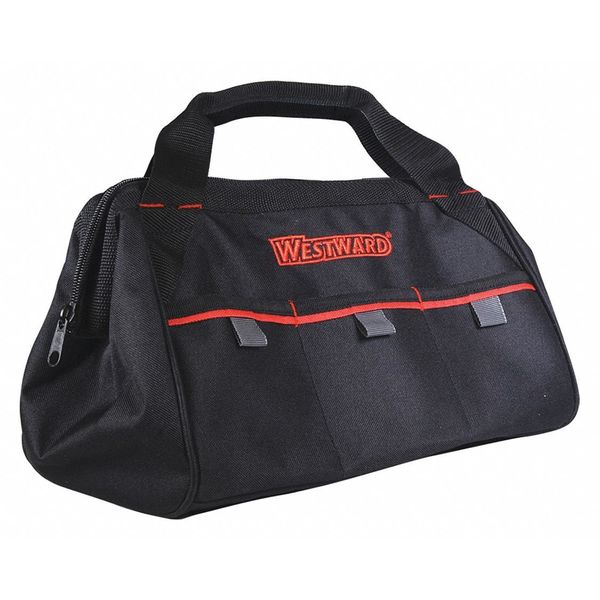 Tool Bag, 3 Outside Pockets, 13 in Overall W, 9 in Overall D, 8 in Overall H, Polyester, Black