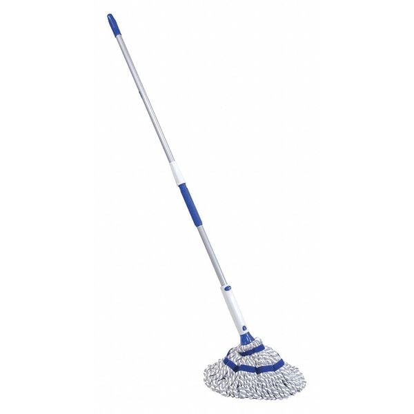 1 in String Wet Mop, 28 oz Dry Wt, Snap On Connection, Blue, Polyester