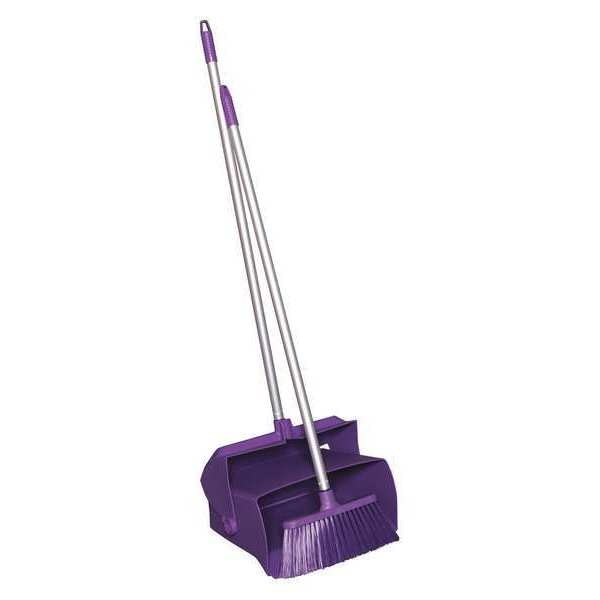 11 in Sweep Face Lobby Broom and Dust Pan, Purple, 36