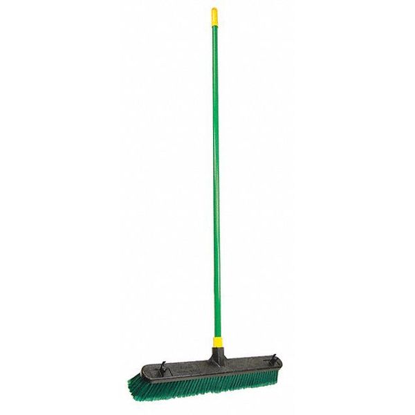 Push Broom, 60 in L, 24 in Sweep Face, Soft/Stiff Combo, Synthetic, 3 1/8 in Red Bristle