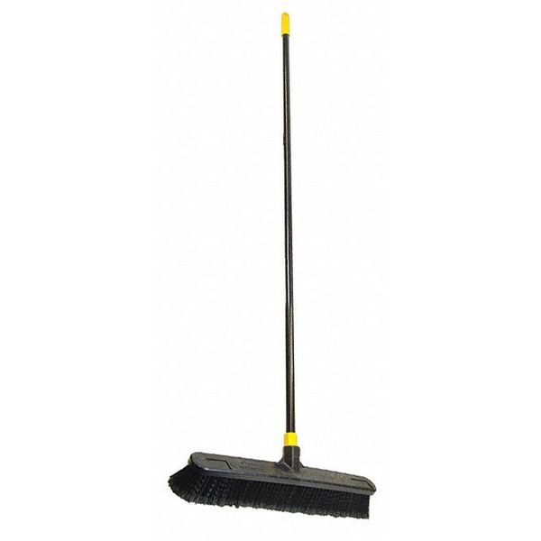 24 in Sweep Face Push Broom, Stiff, Synthetic, Black