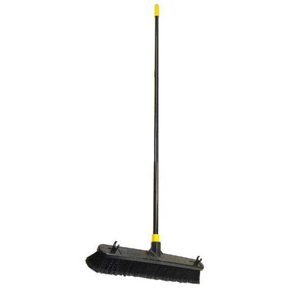 Push Broom, 24 in Sweep Face, Soft, Natural, Black Bristle, 3 1/8 in Bristle Lg, Steel