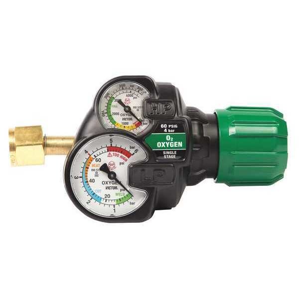 Gas Regulator, Single Stage, CGA-540, 2 to 60 psi, Use With: Oxygen