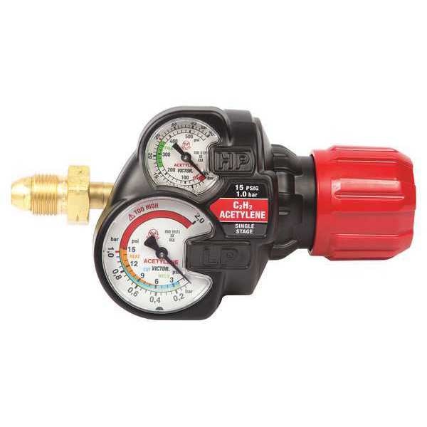 Gas Regulator, Single Stage, CGA-510, 2 to 15 psi, Use With: Acetylene