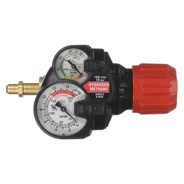 Gas Regulator, Single Stage, CGA-350, 5 to 150 psi, Use With: Hydrogen