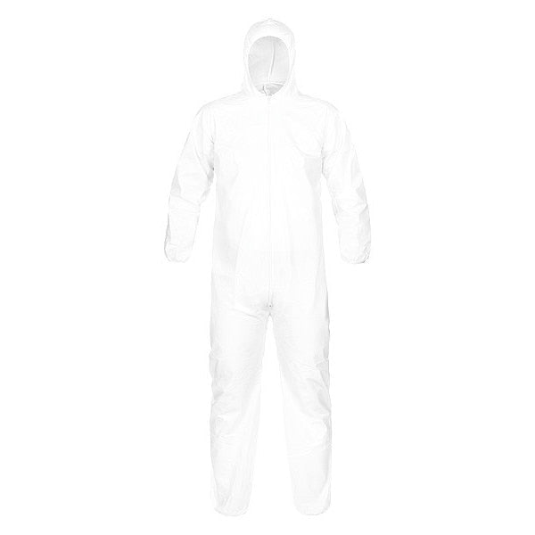 Hooded Disposable Coveralls, White, Zipper