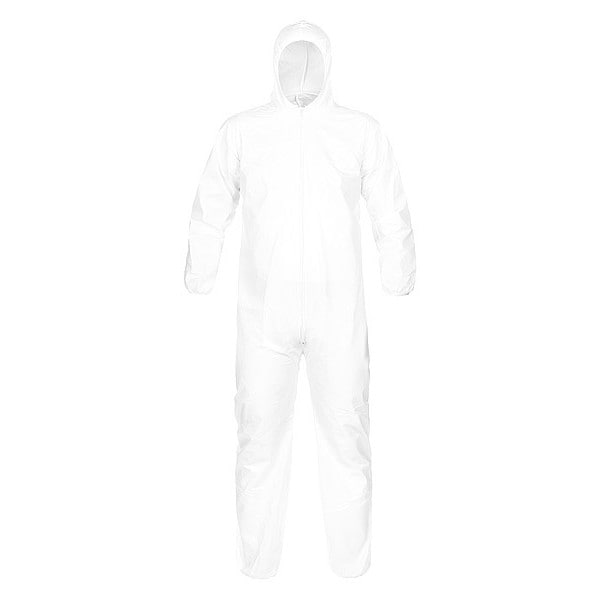 Hooded Disposable Coveralls, White, Zipper