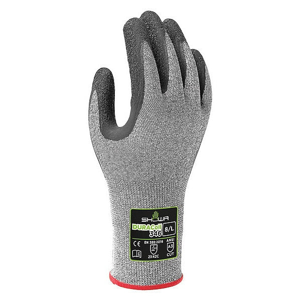 Cut Resistant Coated Gloves, A3 Cut Level, Latex, M, 1 PR