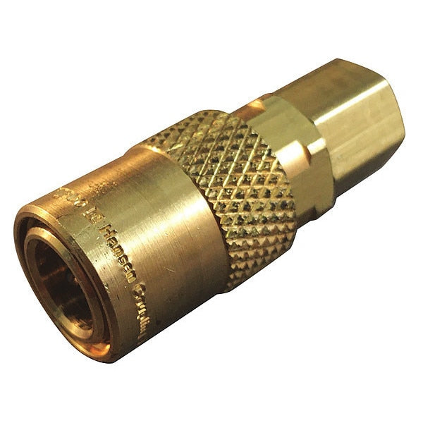 Hydraulic Quick Connect Hose Coupling, Brass Body, Push-to-Connect Lock, 1/4