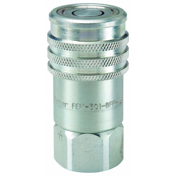 Hydraulic Quick Connect Hose Coupling, Steel Body, Push-to-Connect Lock, 1/2