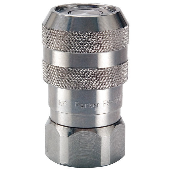 Hydraulic Quick Connect Hose Coupling, 316 Stainless Steel Body, Push-to-Connect Lock, FS Series