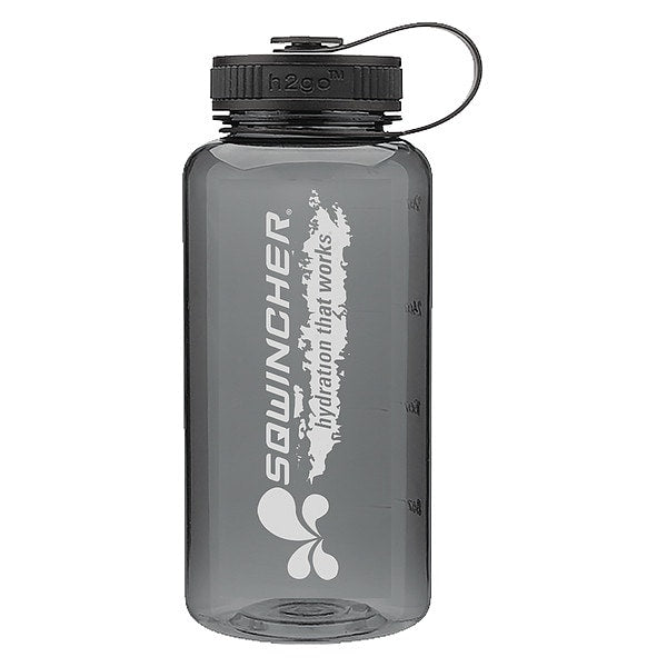 Water Bottle, 30ozCap., Gray, Polycarbonate