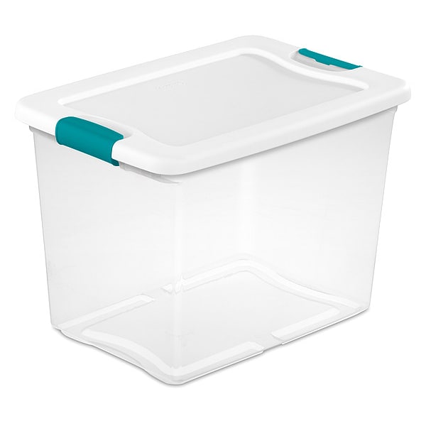 Storage Tote, Clear/White, Polypropylene, 16 1/4 in L, 11 1/4 in W, 11 5/8 in H