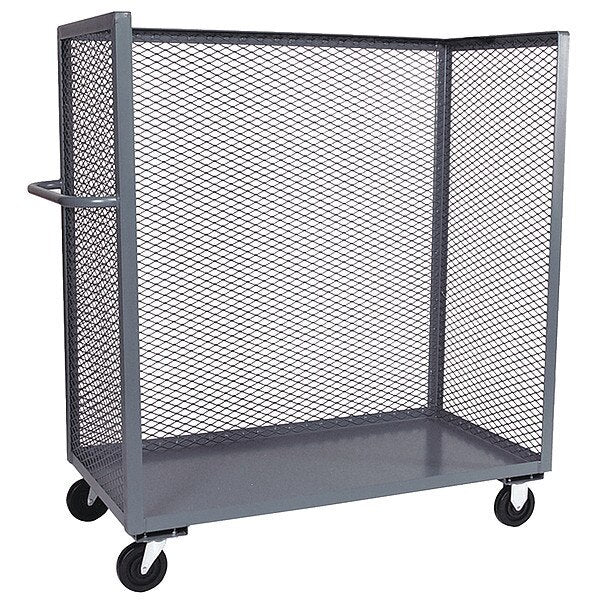 Stock Cart, Mesh, 3-Sided, with Shelf