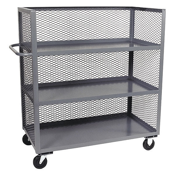Stock Cart, Mesh, 3-Sided, (3) Shelves