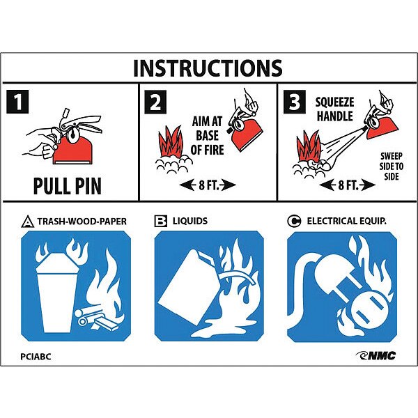 Fire Extinguisher Instructions Sign, Pk100