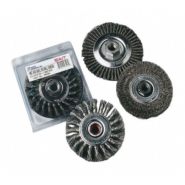 SAIT 06426 Threaded Regular Twist Knot Wheels (Carbon Steel), 4
