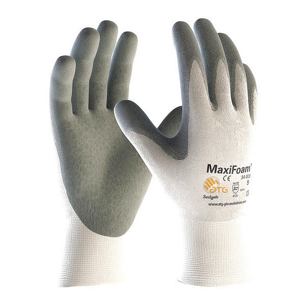Foam Nitrile Coated Gloves, Palm Coverage, White/Gray, 2XL, 12PK