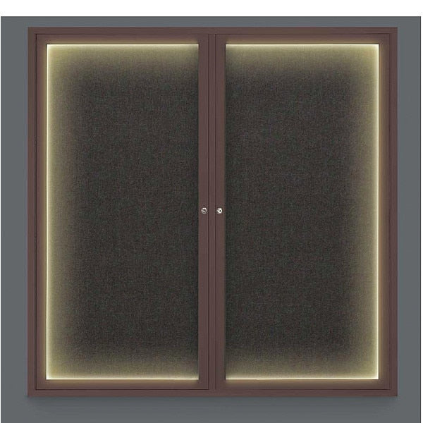 Corkboard, Lght, Fbrc, Brnz/Blk, 2 Dr, 48x48
