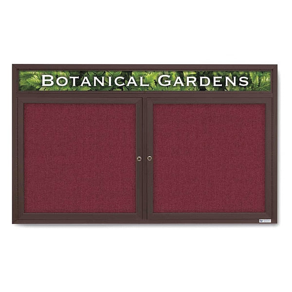 Corkboard, Hdr, Fbrc, Brnz/Burg, 2 Dr, 60x36