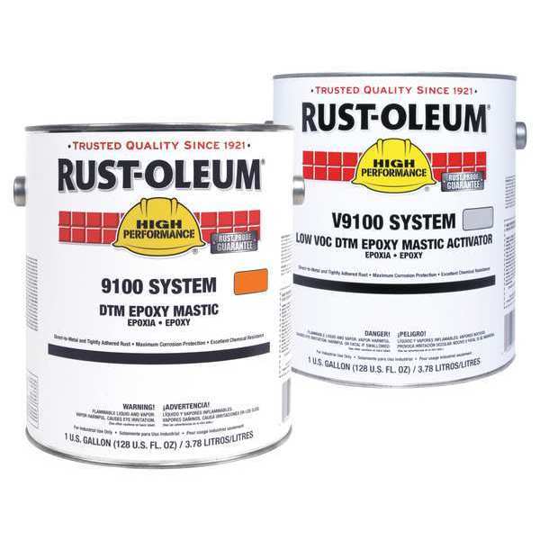 Epoxy Activator and Finish Kit, Safety Orange, Gloss, (2) 1 gal, 125 sq ft/gal, 9100 Series
