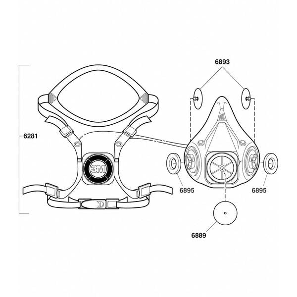Half Facepiece Reusable Respirator, 6000 Series, Thermoplastic Elastomer, Size Large