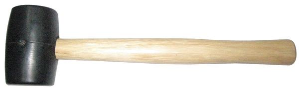 2 lb Rubber Mallet, 3 1/2 in Face Dia., 13 3/8 in L Wood Handle