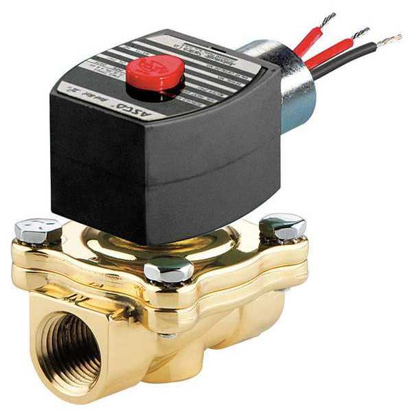 120V AC Brass Solenoid Valve, Normally Closed, 1 1/2 in Pipe Size