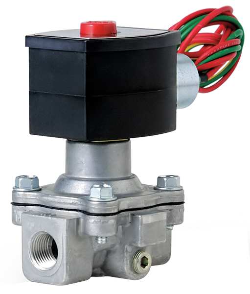 120V AC Aluminum Air and Fuel Gas Solenoid Valve, Normally Closed, 1 1/2 in Pipe Size