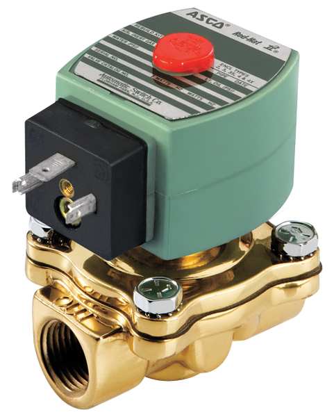 24V DC Brass Solenoid Valve, Normally Open, 1 1/2 in Pipe Size