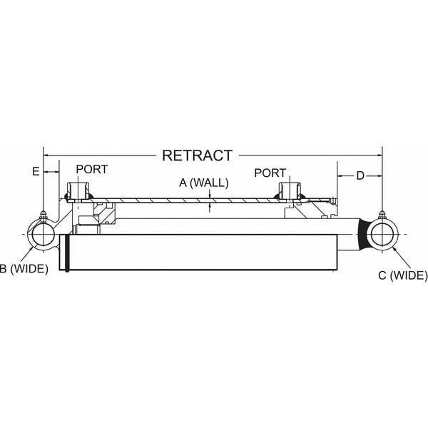 Hydraulic Cylinder, 3 In Bore, 6 In Stroke