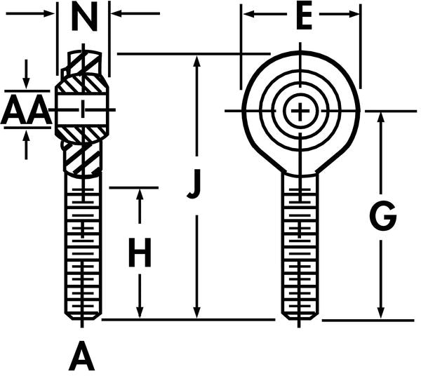 Male, Rod End, LH, 10/10.065mm