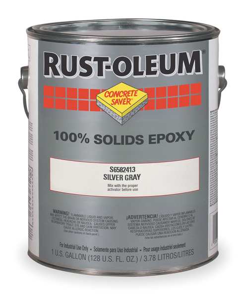 1 gal Floor Coating, High Gloss Finish, Silver Gray, Solvent Base