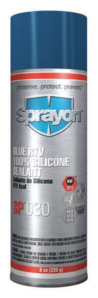 Mildew and Water Resistant RTV Silicone Sealant, 8 oz, Blue, Temp Range -80 to 450 Degrees F