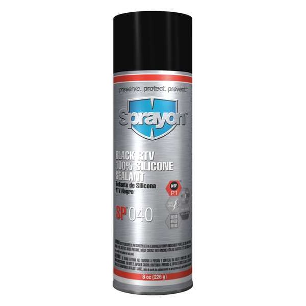 Mildew and Water Resistant RTV Silicone Sealant, 8 oz, Black, Temp Range 80 to 450 Degrees F