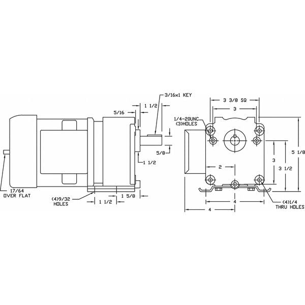 AC Gearmotor, 350.0 in-lb Max. Torque, 14 RPM Nameplate RPM, 115V AC Voltage, 1 Phase