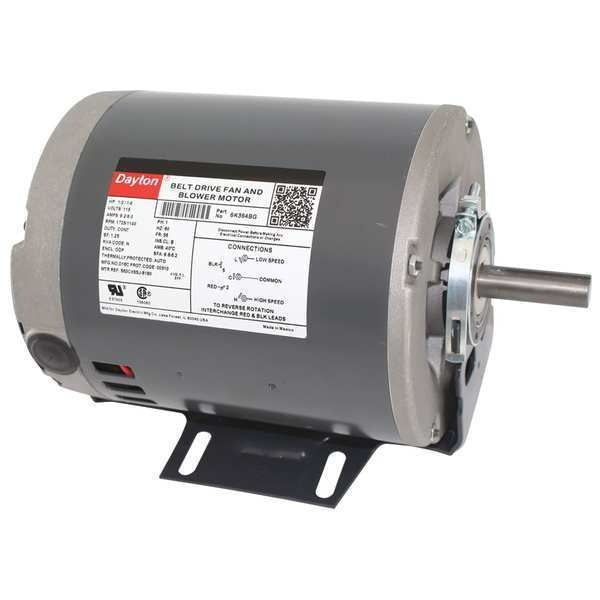 Split-Phase Belt Drive Motor, 1/2, 1/4 HP, 56 Frame, 115V AC Voltage, 1,725/1,140 Nameplate RPM
