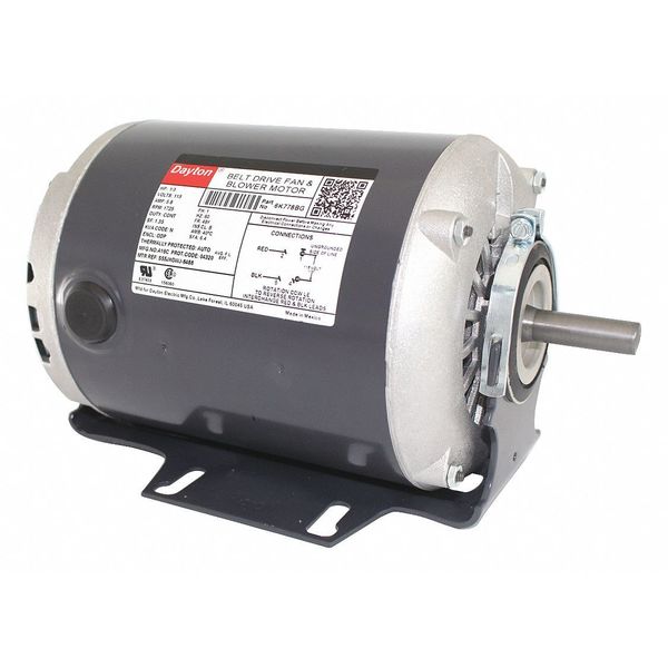 Split-Phase Belt Drive Motor, 1/3 HP, 48 Frame, 115V AC Voltage, 1,725 Nameplate RPM